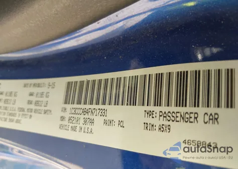 2015 Chrysler 200 Limited from USA, damaged, VIN 1C3CCCAB4FN717331